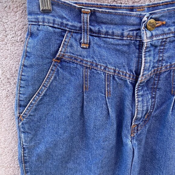 Vintage chic Denim Pleated Jean Skirt Sz 10 Small - Picture 2 of 12